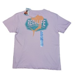 Reel Life Men’s Large T Shirt Short Sleeve Washed Pink Tee Fishing