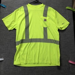 Carhartt Shirt Mens LT Yellow Hi Vis Reflective Pocket Safety Work Tee Top