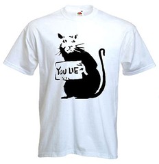 BANKSY YOU LIE RAT T-SHIRT – Choice Of Colours, Sizes Small to XXXL