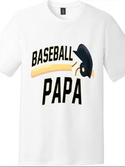 Baseball Papa Sports Graphic Baseball Dad Fan Unisex Casual Crew Neck Tee