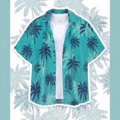 Hawaiian Shirt Men Aloha Summer Casual Beach Button-Down Cruise Holiday Party UE
