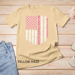 No One Fights Alone USA Flag Breast Cancer Awareness Unisex T-shirt