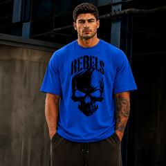 Customizable Oversized Skull Graphic Cotton T-Shirt Men’s Streetwear Gym Workout