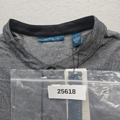Perry Ellis Men’s Large Long Sleeve Henley Shirt Black Gray Moisture Wicking NWT