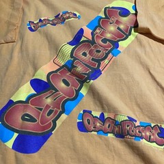 VTG OCEAN PACIFIC ORANGE BUBBLE LETTERING PURPLE BLUE RED YELLOW 1993 USA SIZE L