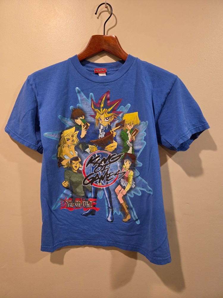 Yu-Gi-Oh Shirt Blue King of Games Anime Graphic Tee Yugi Kaiba Joey Faded Small