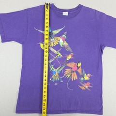 Vintage Hummingbird Shirt Mens Medium Purple Double Sided Wild Cotton Floral Art