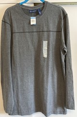 John Ashford Men’s Grey Solid Long Sleeve Crew Neck T-Shirt XL New
