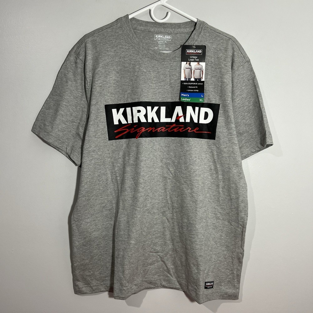 NEW Costco Kirkland Signature Gray Black White Short Sleeve T-Shirt Mens Large