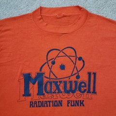 Vintage 70s Maxwell Radiation Funk Three Mile Island Medium Mens Orange T-Shirt