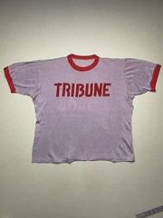 True Vintage 1970s Tribune Newspaper Ringer T-Shirt Single Stitch Acrylic Boxy