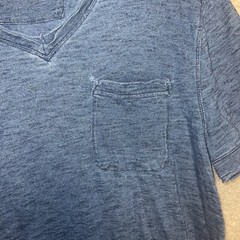 Banana Republic T Shirt Men’s Sz L Heather Blue Pocket Short Sleeve V Neck Tee