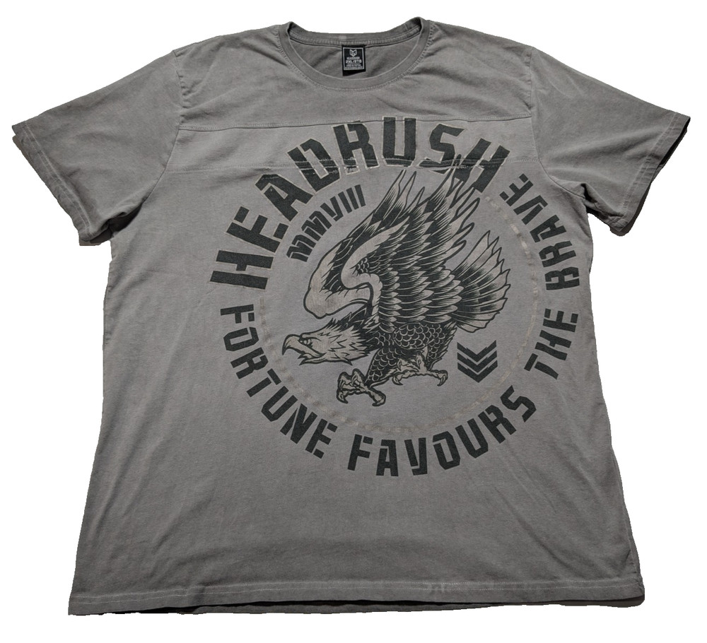 HEADRUSH FORTUNE FAVORS THE BRAVE x FEAR NONE – Men 2XL Gray T-Shirt