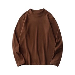 Men’s Textured Feel Long Sleeve Half Turtleneck Pullover Top Solid Color Design