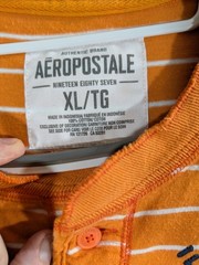 Aeropostale Shirt Men’s Bright Orange Stripe Sz XL TG Embroidered 100% Cotton