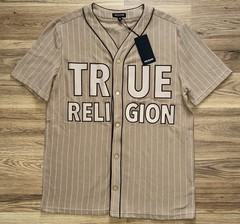 True Religion Baseball Jersey Shirt Men’s Size Medium M Travertine Tan NWT $79