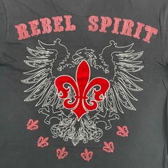 Vintage Y2K Rebel Spirit T Shirt Men XL Black Fleur De Lis Embroidered Applique