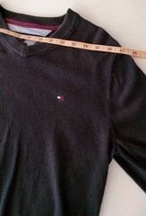 Tommy Hilfiger Men S Pima Cotton V-Neck Sweater Black Long Sleeve Knit Pullover