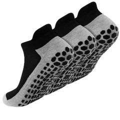 Mens Non Slip Socks 3 Pairs Anti Skid Thick Socks Sticky Grip Sock for Pilate…