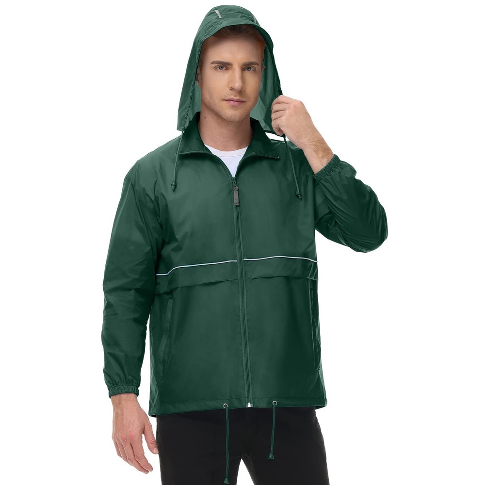 Men’s Rain Jacket Waterproof Raincoat Hooded Packable Lightweight Rain Clothi…