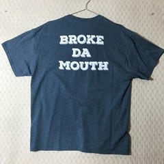 POKE District Broke Da Mouth SHIRT XL Blue Cotton Poly Hawaii Cuisine Orange CA