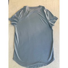H&M T-Shirt Mens Medium Blue Cotton Blend Long Fit Curved Hem Short Sleeve Tee