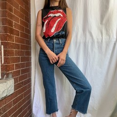 Sojara Rolling Stones 89 Tank Top Small Black Graphic Band Tee Sleeveless Cotton