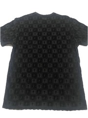 Teddy Fresh Terry Jacquard Men T-Shirt Black Crew Neck Short Sleeve H3 Pod Sz M