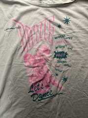 Vintage Style David Bowie Lets Dance Tee 80s Pop Graphic Beige L