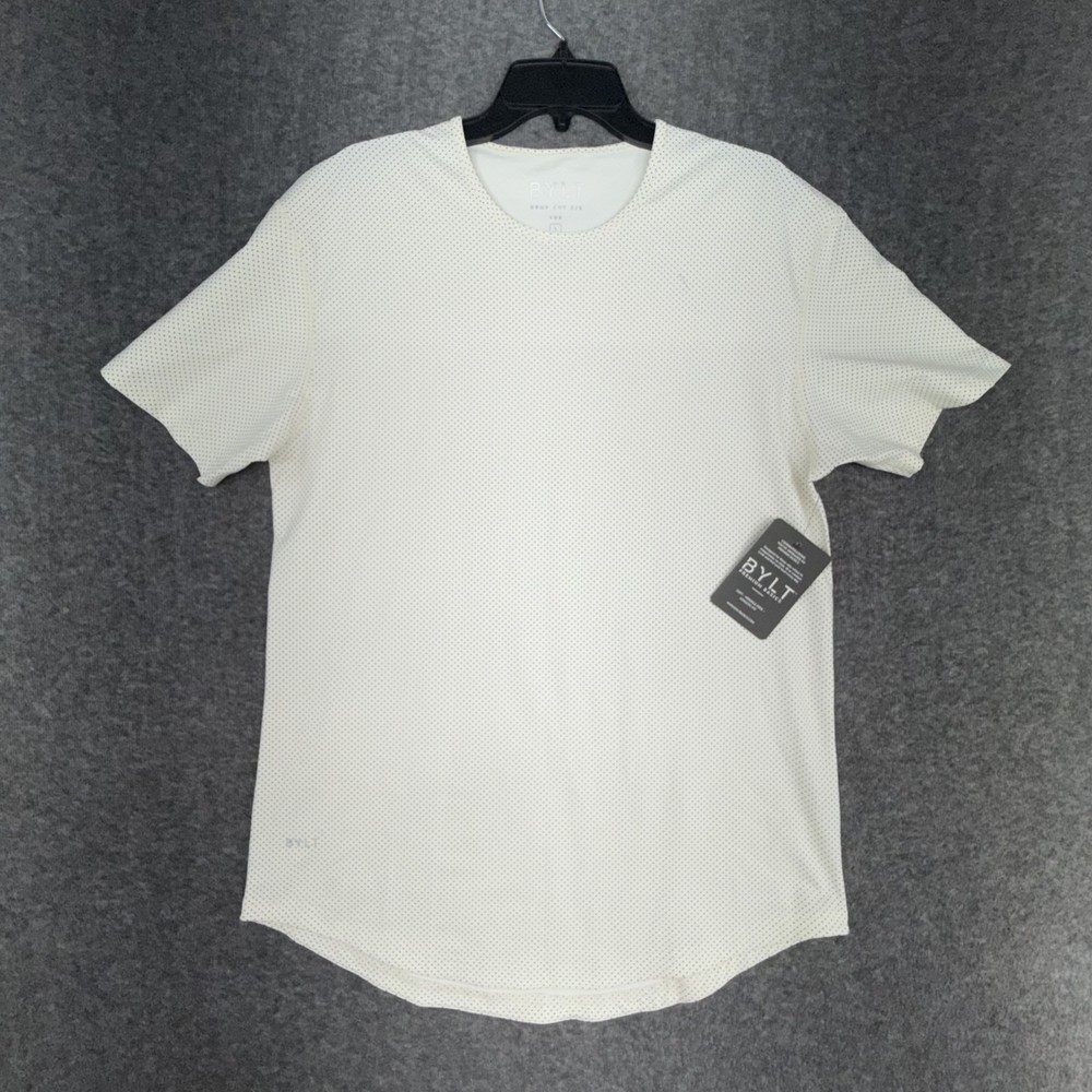 BYLT Drop Cut Lux T-Shirt Mens L Cream Premium Basics Short Sleeve Cotton NWT
