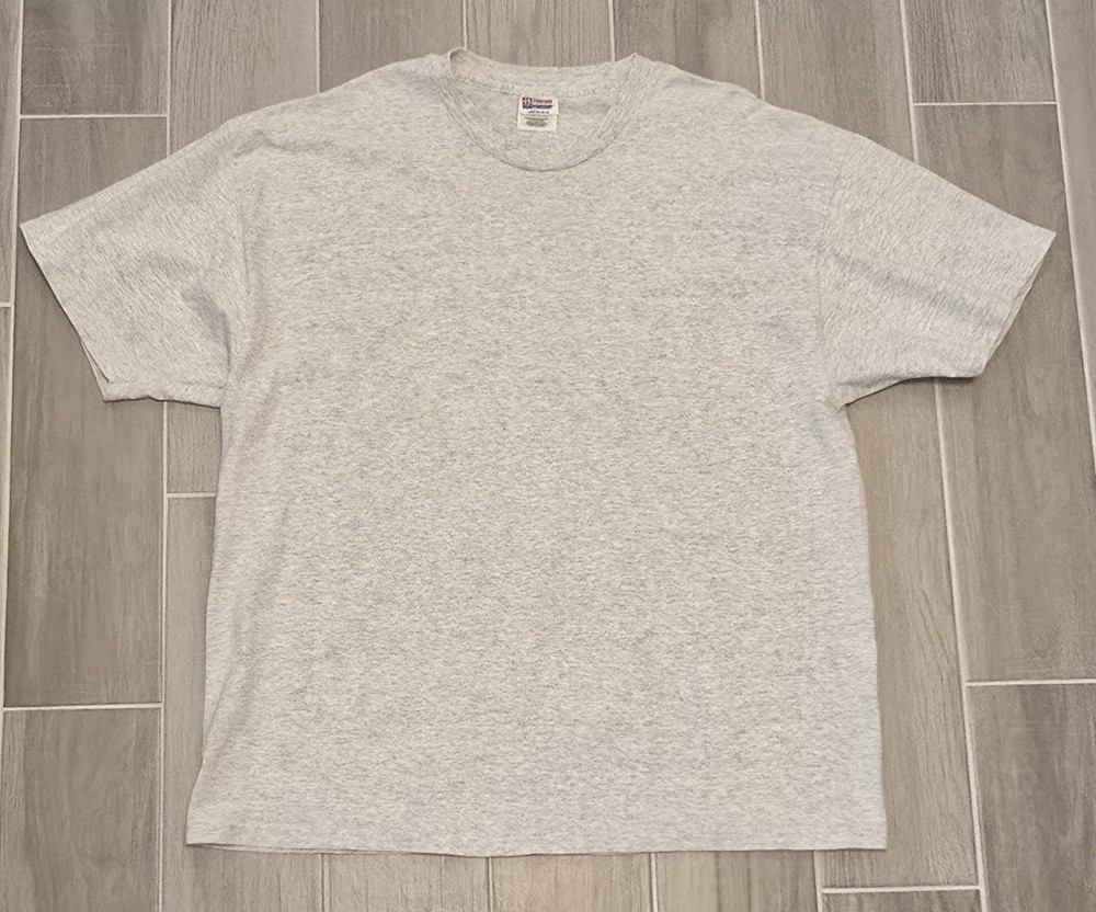 Hanes Heavyweight Cotton Shirt XXL Gray Blank Single-Stitch
