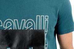 Just Cavalli Men’s Green Graphic Print Crewneck T-Shirt US 2XL IT 56