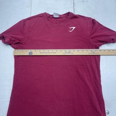 Gymshark Shirt Mens Medium Red Logo Tee Stretch Slim Fit Training Crewneck