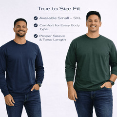 24 Pack Men’s Long Sleeve T-Shirts 2XL Dark Colors Cotton Blend Bulk Tees