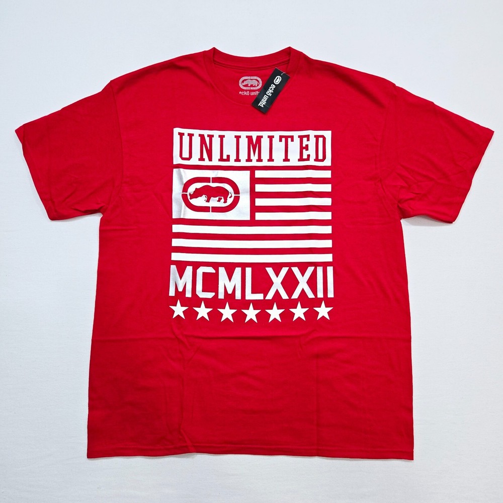 Ecko Unltd Men’s T-Shirt Red White and Silver Design Graphic T-Shirt EO22T220