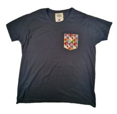Bigode Mens T Shirt Navy Geometric Pocket Tee Mens L Casual Cotton Portuguese