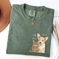 Custom Dog Face Comfort Tee Personalized Pet Portrait Shirt Gift Idea