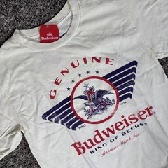 Budweiser King Of Beers T Shirt Mens White Brew City Graphic Print NWT