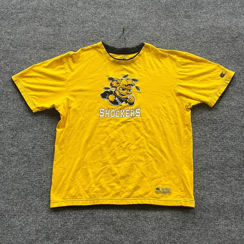 Colosseum Athletics T-Shirt Mens L Yellow Wichita State Shockers Cotton NCAA