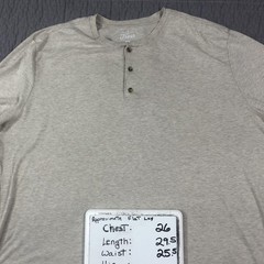 Fresh Clean Tees Shirt Men 2XL Tan Henley Short Sleeve Soft Tagless Button Tee