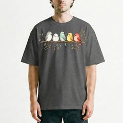 Watercolor Birds Branch T-Shirt Cute Bird Family Spring Tee