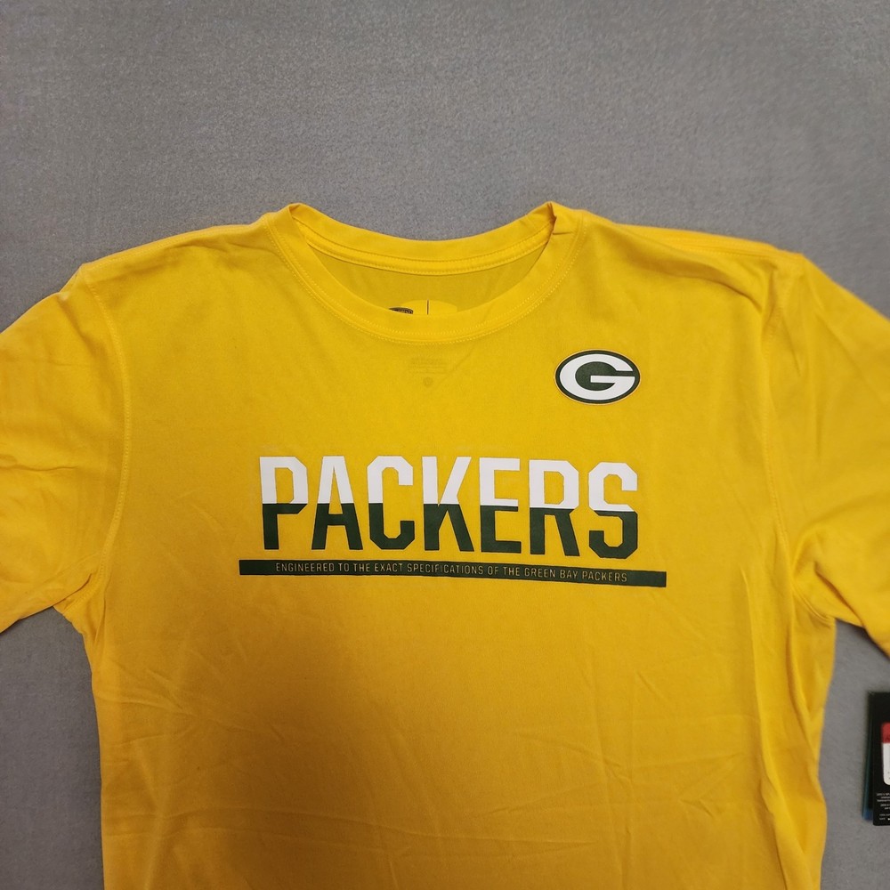 NEW NIKE GREEN BAY PACKERS NFL DRI-FIT YELLOW ON FIELD T-SHIRT MEN’S – Large