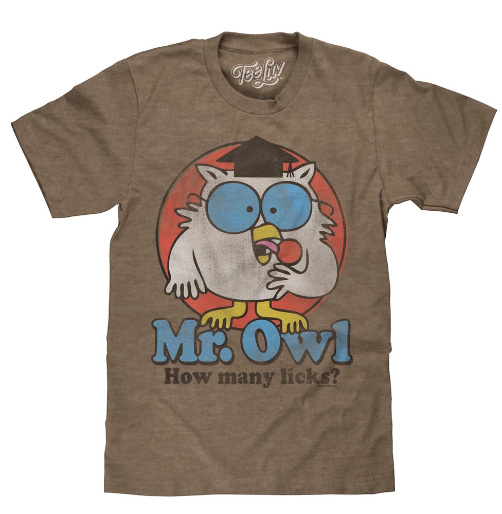 Mr. Owl How Many Licks? Mens T Shirt Brown