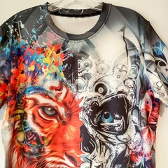 Skeleton/Tiger Graphic Shirt Men’s Large Wicking Poly/Spandex Short Sleeve NWOT