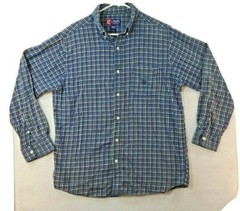 Chaps Mens Large Blue Plaid Long Sleeve Button Up Flannel Shirt
