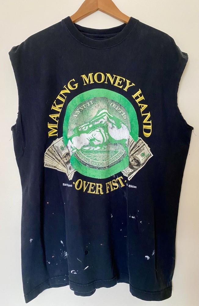 Y2K Making Money Hand Over Fist Graphic Muscle Shirt Tank Limited Edition XXL 💲