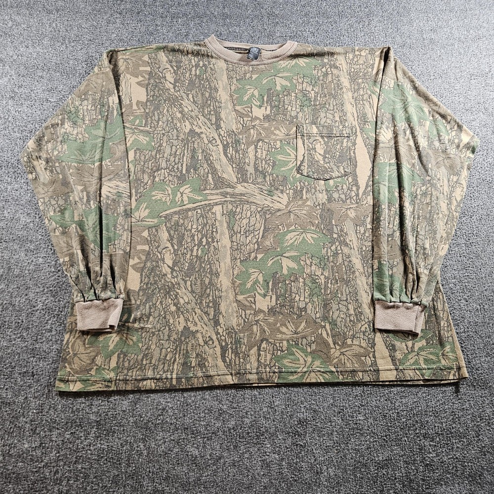 Ace Sportswear Shirt Mens XL Brown Camo Long Sleeve Pocket T-Shirt Hunting USA