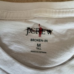 J Crew Tall Broken In Short Sleeve Crew Neck T Shirt Mens Size Medium Tall White