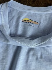 Orvis Mens Sz L Light Blue Slub Knit V-Neck Short Sleeve Tee Soft Cotton Peru
