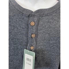 NEW ~ GH Bass Mens XXL Henley Shirt Long Sleeve Waffle Knit Gray 2XL NWT